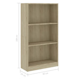 NNEVL 3-Tier Book Cabinet Sonoma Oak 60x24x109 cm Engineered Wood