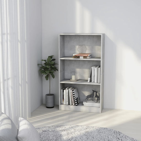 NNEVL 3-Tier Book Cabinet Concrete Grey 60x24x109 cm Engineered Wood
