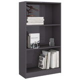 NNEVL 3-Tier Book Cabinet High Gloss Grey 60x24x109 Engineered Wood