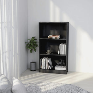 NNEVL 3-Tier Book Cabinet High Gloss Grey 60x24x109 Engineered Wood