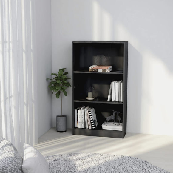 NNEVL 3-Tier Book Cabinet High Gloss Grey 60x24x109 Engineered Wood