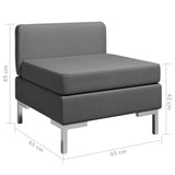 NNEVL Sectional Middle Sofa with Cushion Fabric Dark Grey