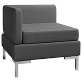 NNEVL Sectional Corner Sofa with Cushion Fabric Dark Grey