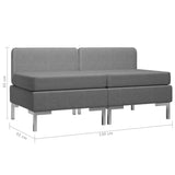 NNEVL Sectional Middle Sofas 2 pcs with Cushions Fabric Dark Grey
