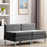 NNEVL Sectional Middle Sofas 2 pcs with Cushions Fabric Dark Grey