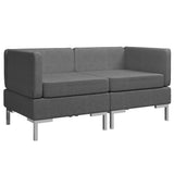 NNEVL Sectional Corner Sofas 2 pcs with Cushions Fabric Dark Grey
