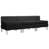 NNEVL Sectional Middle Sofas 3 pcs with Cushions Fabric Black