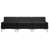 NNEVL Sectional Middle Sofas 3 pcs with Cushions Fabric Black