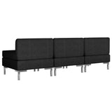 NNEVL Sectional Middle Sofas 3 pcs with Cushions Fabric Black