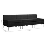 NNEVL Sectional Middle Sofas 3 pcs with Cushions Fabric Black