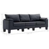 NNEVL 3-Seater Sofa Dark Grey Fabric