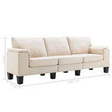 NNEVL 3-Seater Sofa Cream Fabric