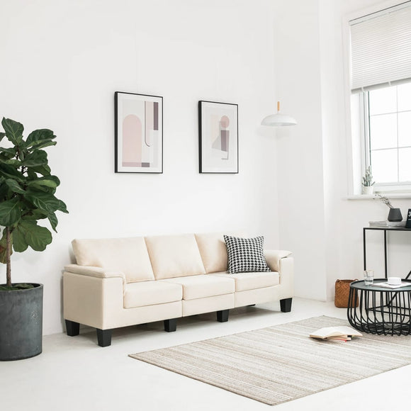 NNEVL 3-Seater Sofa Cream Fabric