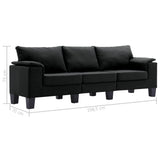 NNEVL 3-Seater Sofa Black Fabric