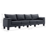 NNEVL 4-Seater Sofa Dark Grey Fabric
