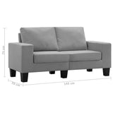 NNEVL 2-Seater Sofa Light Grey Fabric
