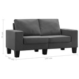 NNEVL 2-Seater Sofa Dark Grey Fabric