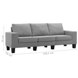 NNEVL 3-Seater Sofa Light Grey Fabric