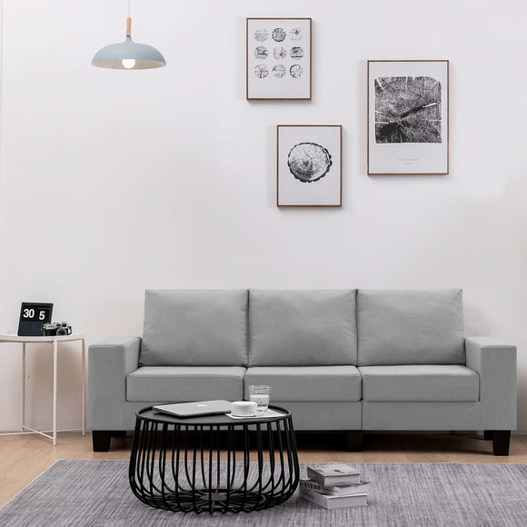 NNEVL 3-Seater Sofa Light Grey Fabric
