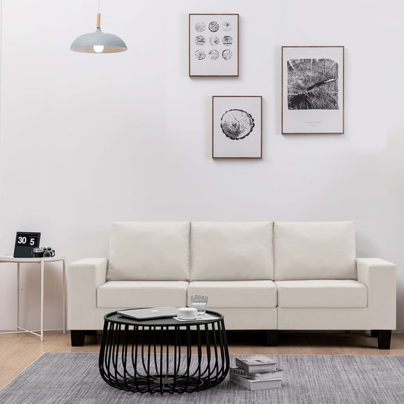 NNEVL 3-Seater Sofa Cream Fabric