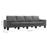 NNEVL 4-Seater Sofa Dark Grey Fabric