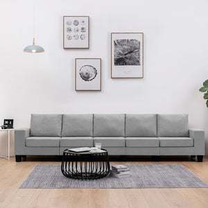 NNEVL 5-Seater Sofa Light Grey Fabric