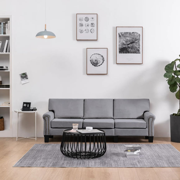 NNEVL 3-Seater Sofa Light Grey Fabric