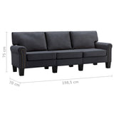 NNEVL 3-Seater Sofa Dark Grey Fabric