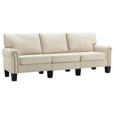 NNEVL 3-Seater Sofa Cream Fabric