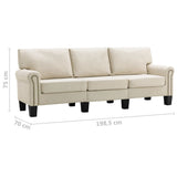 NNEVL 3-Seater Sofa Cream Fabric