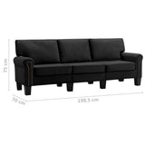 NNEVL 3-Seater Sofa Black Fabric
