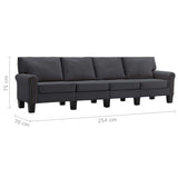 NNEVL 4-Seater Sofa Dark Grey Fabric