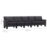 NNEVL 5-Seater Sofa Dark Grey Fabric