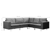 NNEVL 5 Piece Sofa Set Fabric Dark Grey
