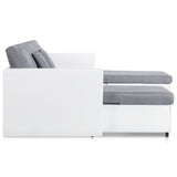 NNEVL 4-Seater Pull-out Sofa Bed Faux Leather White