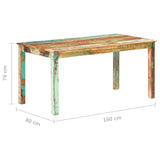 NNEVL Dining Table Solid Reclaimed Wood 160x80x76 cm