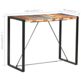 NNEVL Bar Table 140x70x110 cm Solid Reclaimed Wood