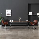 NNEVL Swivel Dining Chair Brown Faux Leather