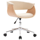 NNEVL Swivel Dining Chair Cream Bent Wood and Faux Leather