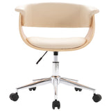 NNEVL Swivel Dining Chair Cream Bent Wood and Faux Leather