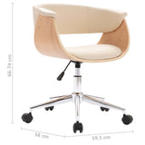 NNEVL Swivel Dining Chair Cream Bent Wood and Faux Leather