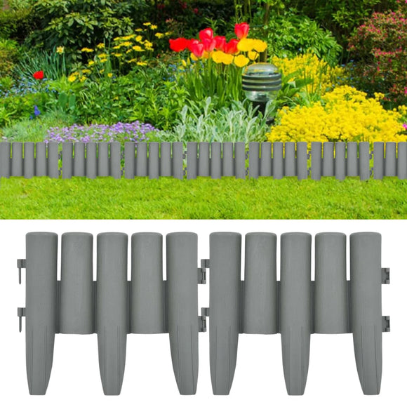 NNEVL Lawn Edgings 36 pcs Grey 10 m PP