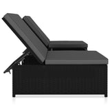 NNEVL Sun Loungers 2 pcs with Table Poly Rattan Black