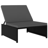 NNEVL Sun Loungers 2 pcs with Table Poly Rattan Black