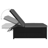 NNEVL Sun Loungers 2 pcs with Table Poly Rattan Black