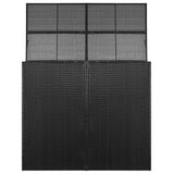 NNEVL Double Wheelie Bin Shed Black 153x78x120 cm Poly Rattan