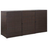 NNEVL Triple Wheelie Bin Shed Brown 229x78x120 cm Poly Rattan