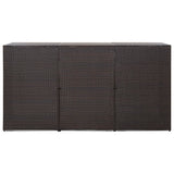 NNEVL Triple Wheelie Bin Shed Brown 229x78x120 cm Poly Rattan