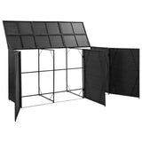 NNEVL Triple Wheelie Bin Shed Black 229x78x120 cm Poly Rattan