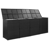 NNEVL Quadruple Wheelie Bin Shed Black 305x78x120 cm Poly Rattan